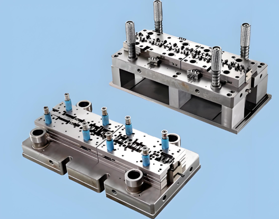 precision manufacturing die with punch and cavity components used for metal stamping operations