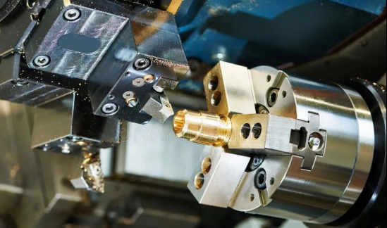 cnc machining center producing precision metal components in a modern manufacturing facility
