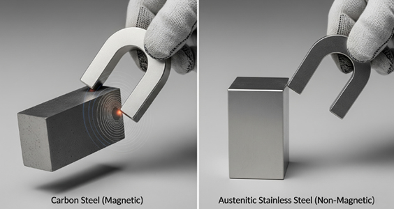 stainless steel can react differently to the same magnet