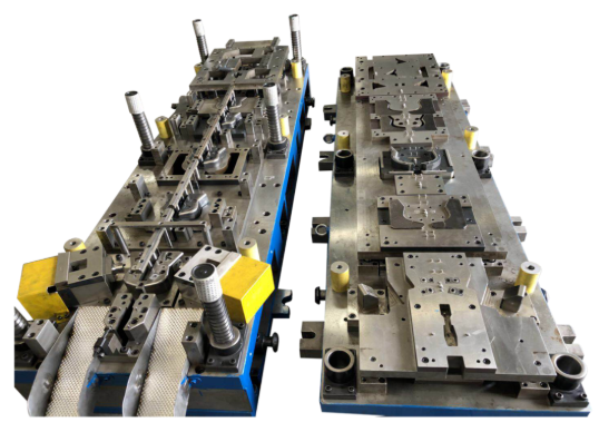 progressive stamping die stations performing sequential forming operations