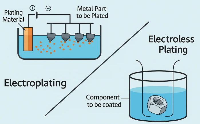 electroless copper plating on complex industrial parts