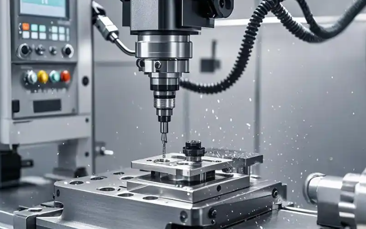 fiber laser cutting machine precisely slicing aluminum sheet in an industrial manufacturing facility