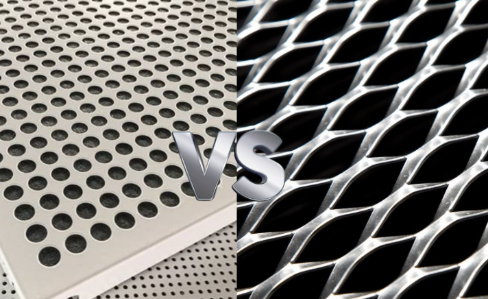 comparison of perforated metal materials including aluminum stainless steel and copper options