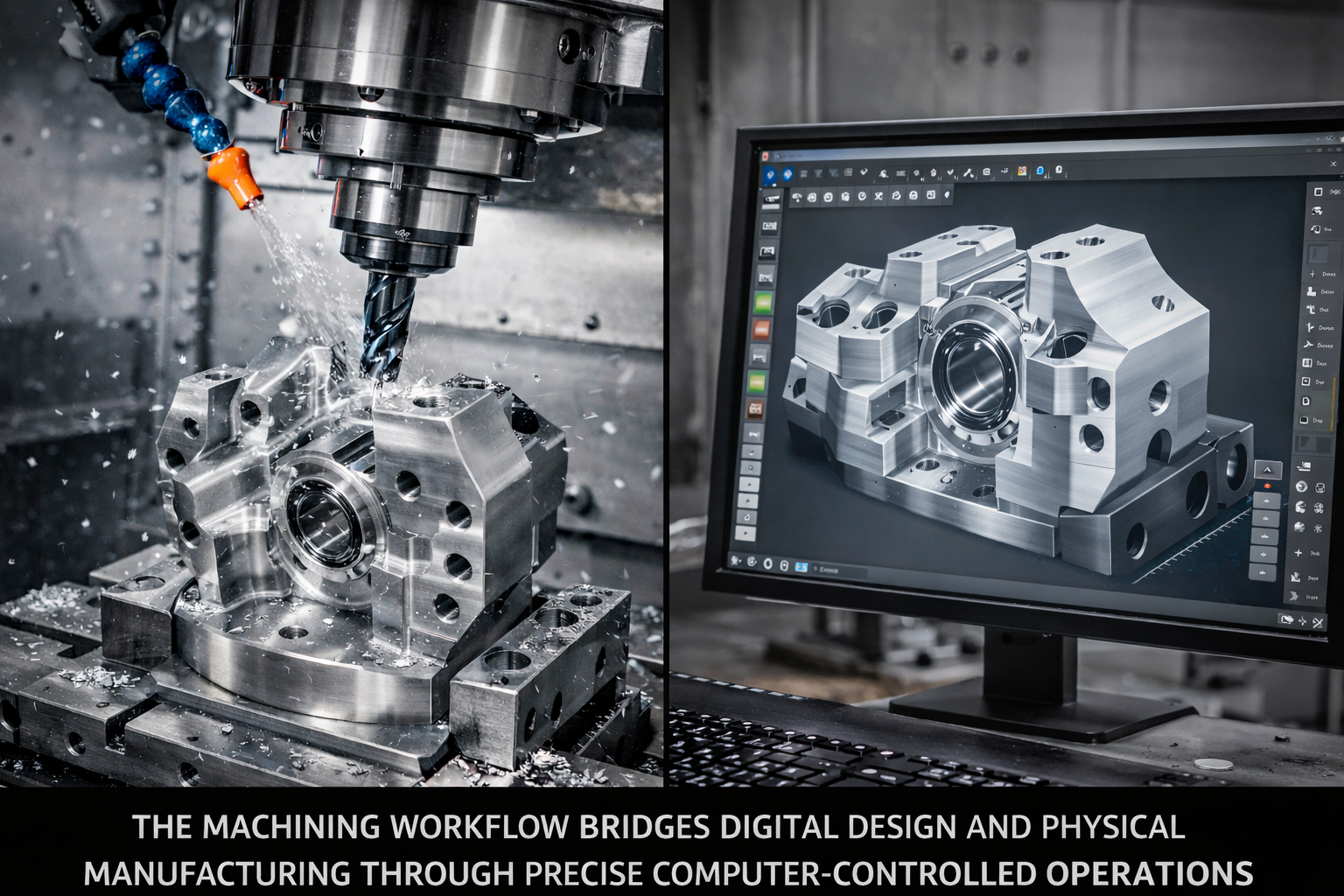 the machining workflow bridges digital design and physical manufacturing through precise computer controlled operations