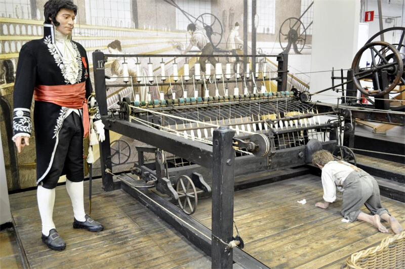 British textile mills depended on steam engines and looms made of steel.jpg