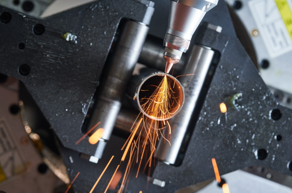 industrial fiber laser cutting machine processing sheet metal with precision accuracy