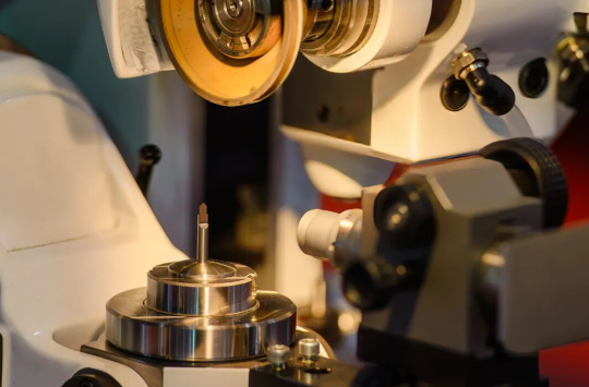 quality inspection station with precision measurement tools for verifying machined component specifications