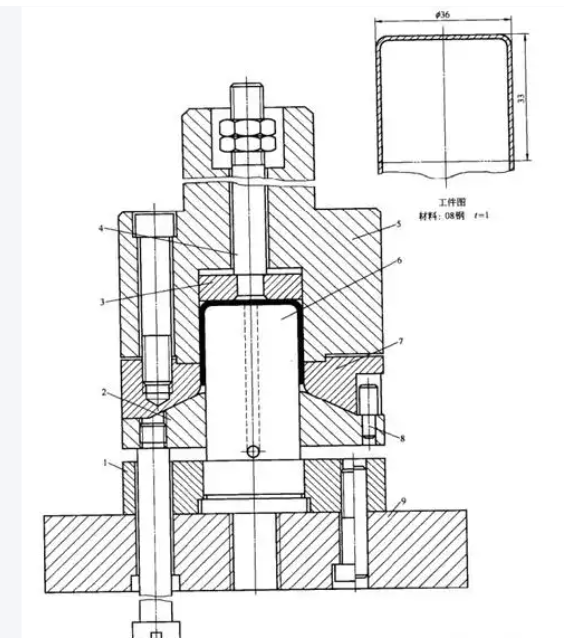 cross section view showing critical punch to die clearance during sheet metal cutting
