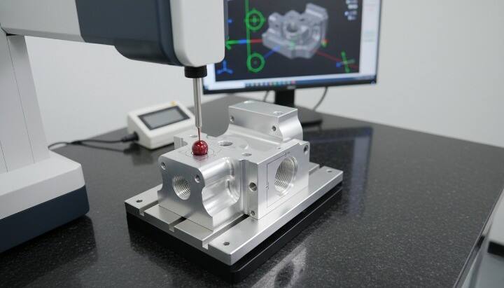 cmm inspection verifying precision tolerances on machined parts