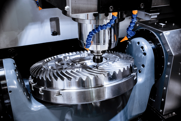cnc lathe machine precision turning a metal component in a modern manufacturing facility