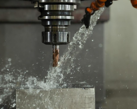 controlled metal drilling with chips and cutting oil