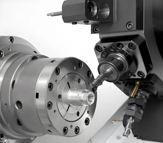 modern cnc machining center performing precision milling operations on metal components