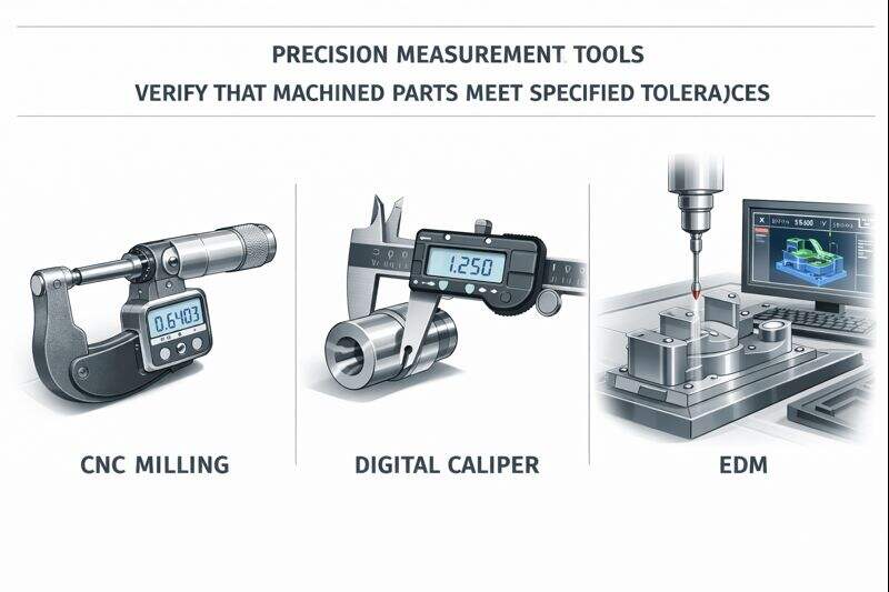 precision measurement tools verify that machined parts meet specified tolerances