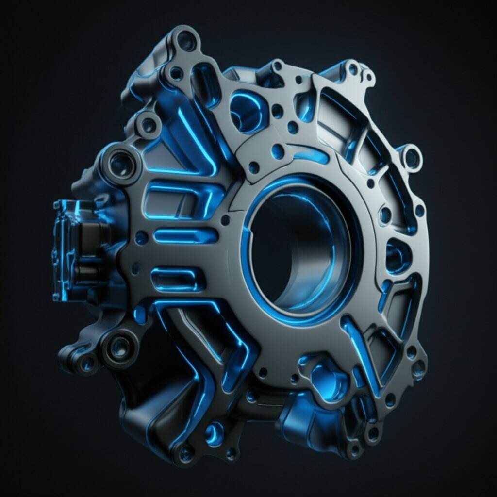 Væsentlige designregler for forstærkningsribber og afrundninger i die casting – konceptuel illustration af metalstrøm, der er optimeret af ribber og afrundninger i en die-cast-del