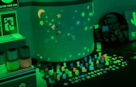 A close-up of the night sign wall in the sample room