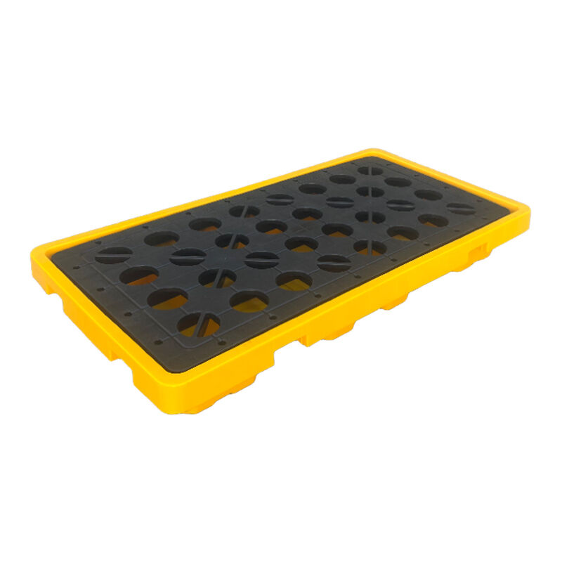 HDPE anti leakage plastic tray  1290 * 690mm, suitable for storing chemical packaging drums, can hold 200Lx4 drums.