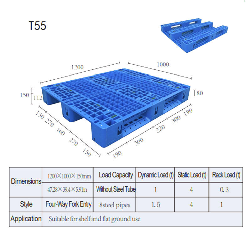 European Tray | Original Factory HUADU  Custom Cheap High-quality Durable Industrial 4-Way Warehouseflat Ground Use Grid Plastic Pallet For Stacking/Shelving/Flat Use  T55