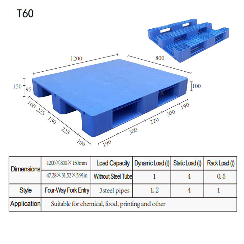 HDPE European Tray |Heavy Duty Industrial  Solid Flat Plastic Euro Pallet 1200*800*150MM Single Faced 4-Way Entry T60