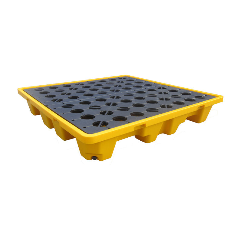 HDPE anti leakage plastic tray 1320 * 1300mm, suitable for storing chemical packaging drums, can hold 200Lx4 drums.