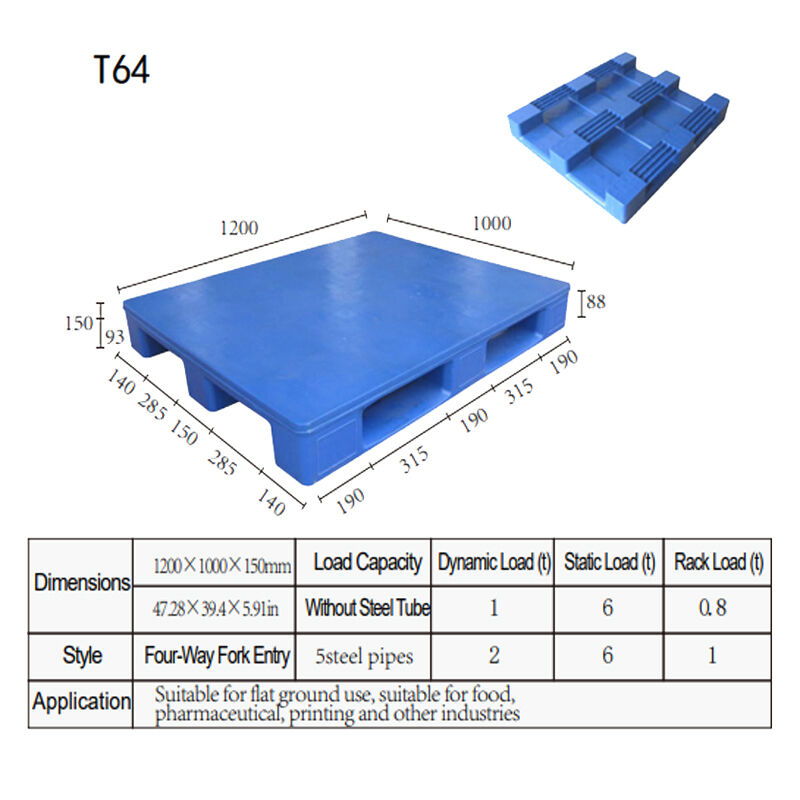  HDPE European Tray |Heavy Duty Industrial  Solid Flat Plastic Euro Pallet 1200*1000*150MM Single Faced 4-Way Entry T64