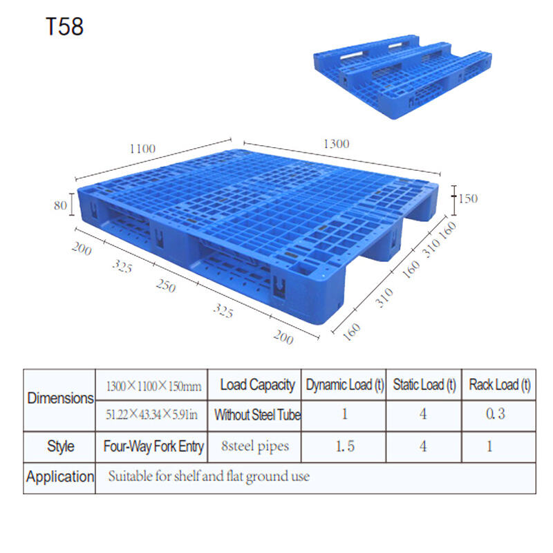 European Tray | Original Factory HUADU  Custom Cheap High-quality Durable Industrial 4-Way Warehouseflat Ground Use Grid Plastic Pallet For Stacking/Shelving/Flat Use  T58