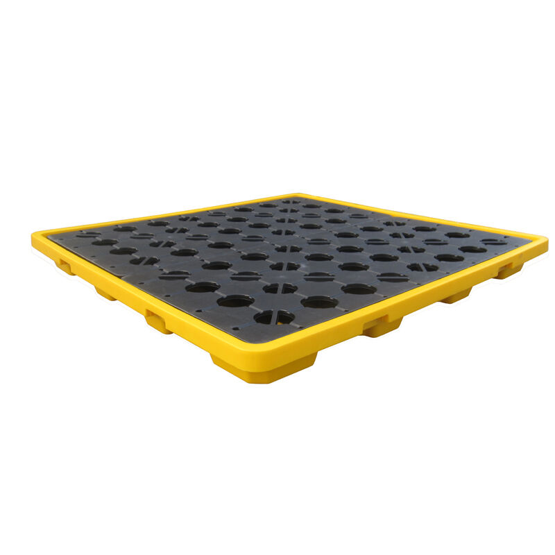 HDPE anti leakage plastic tray 1320 * 1300mm, suitable for storing chemical packaging drums, can hold 200Lx4 drums.