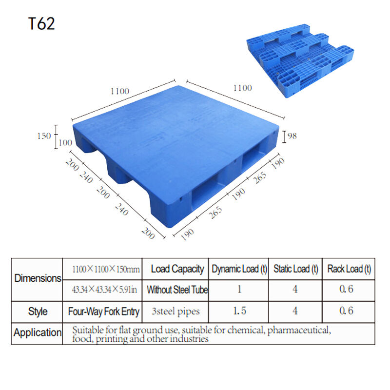  HDPE European Tray |Heavy Duty Industrial  Solid Flat Plastic Euro Pallet 1100*1100*150MM Single Faced 4-Way Entry T62