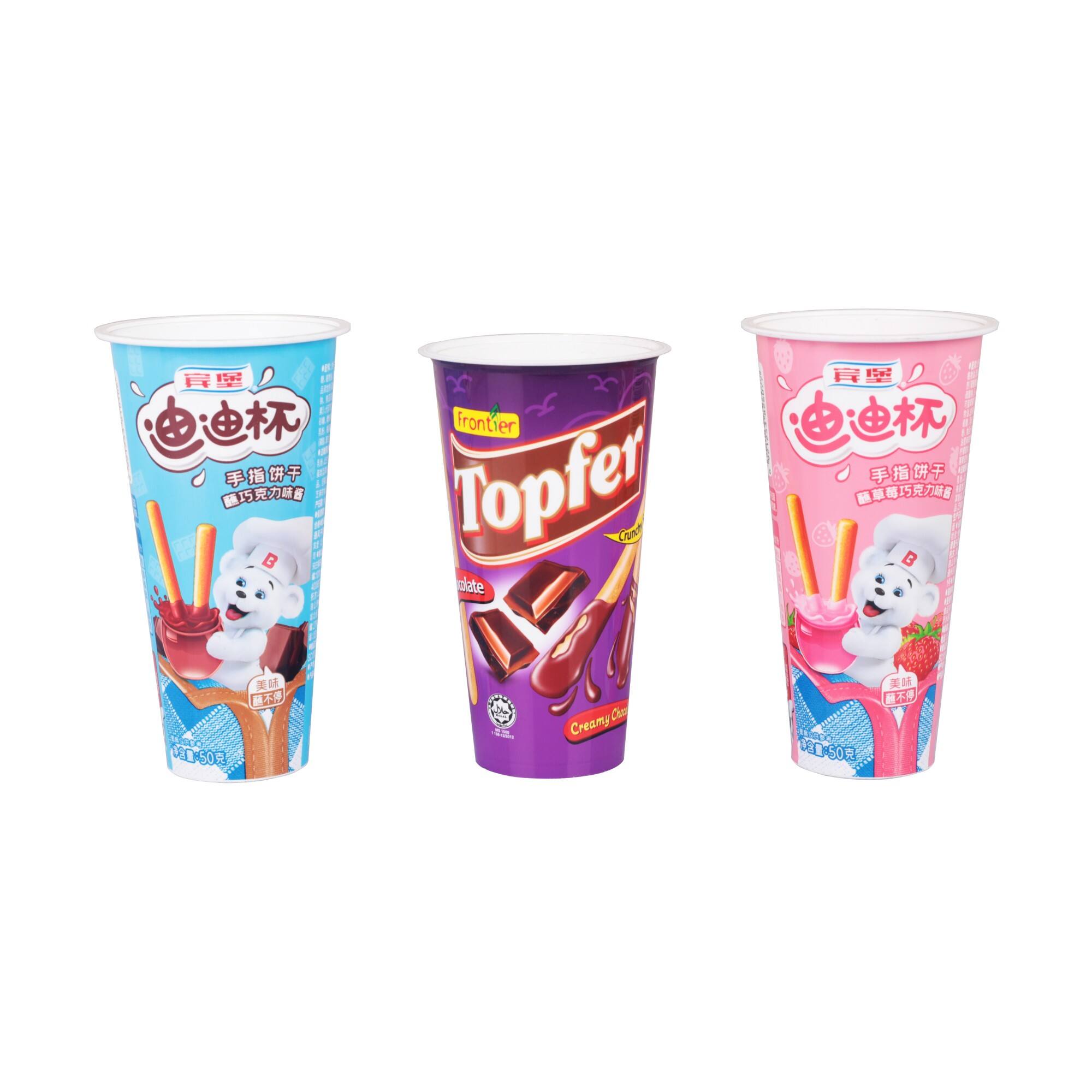 Chocolate Dip, Cookies, Plastic PP Cups, In-mold Labels