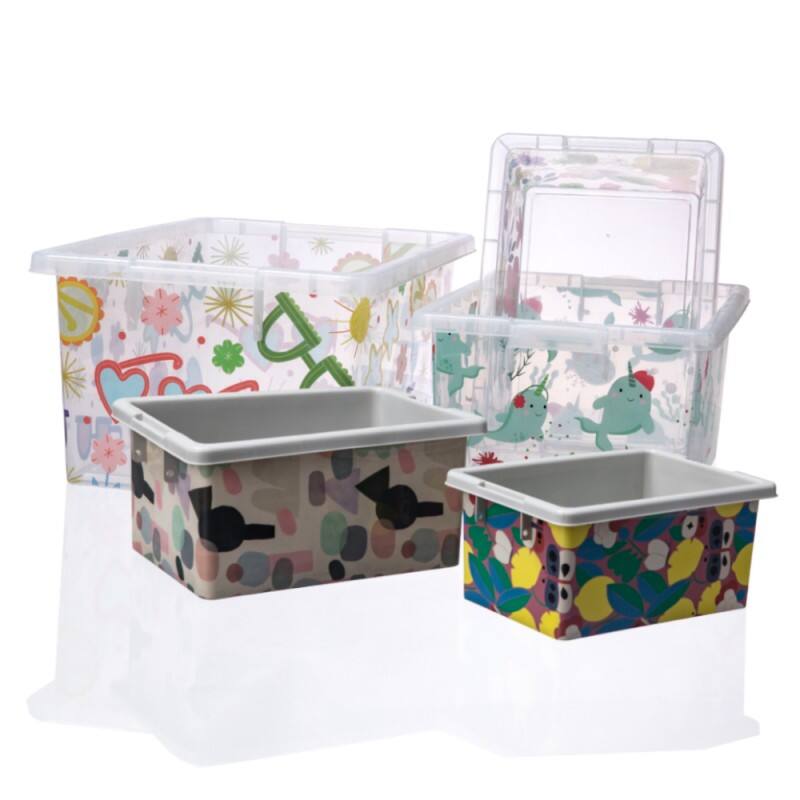 In-Mold Labeled Film for Injection-Molded Plastic Storage Boxes