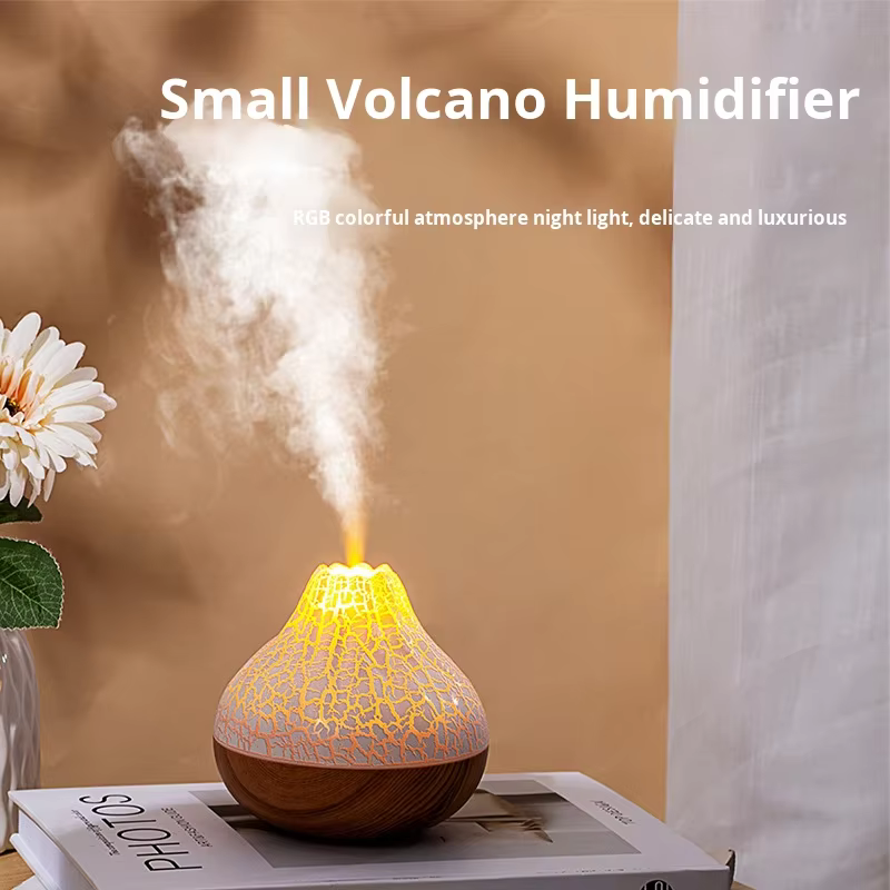 Flame-Shaped Mini Humidifier - USB Silent Ultrasonic Aromatherapy with Lava Effect Light details