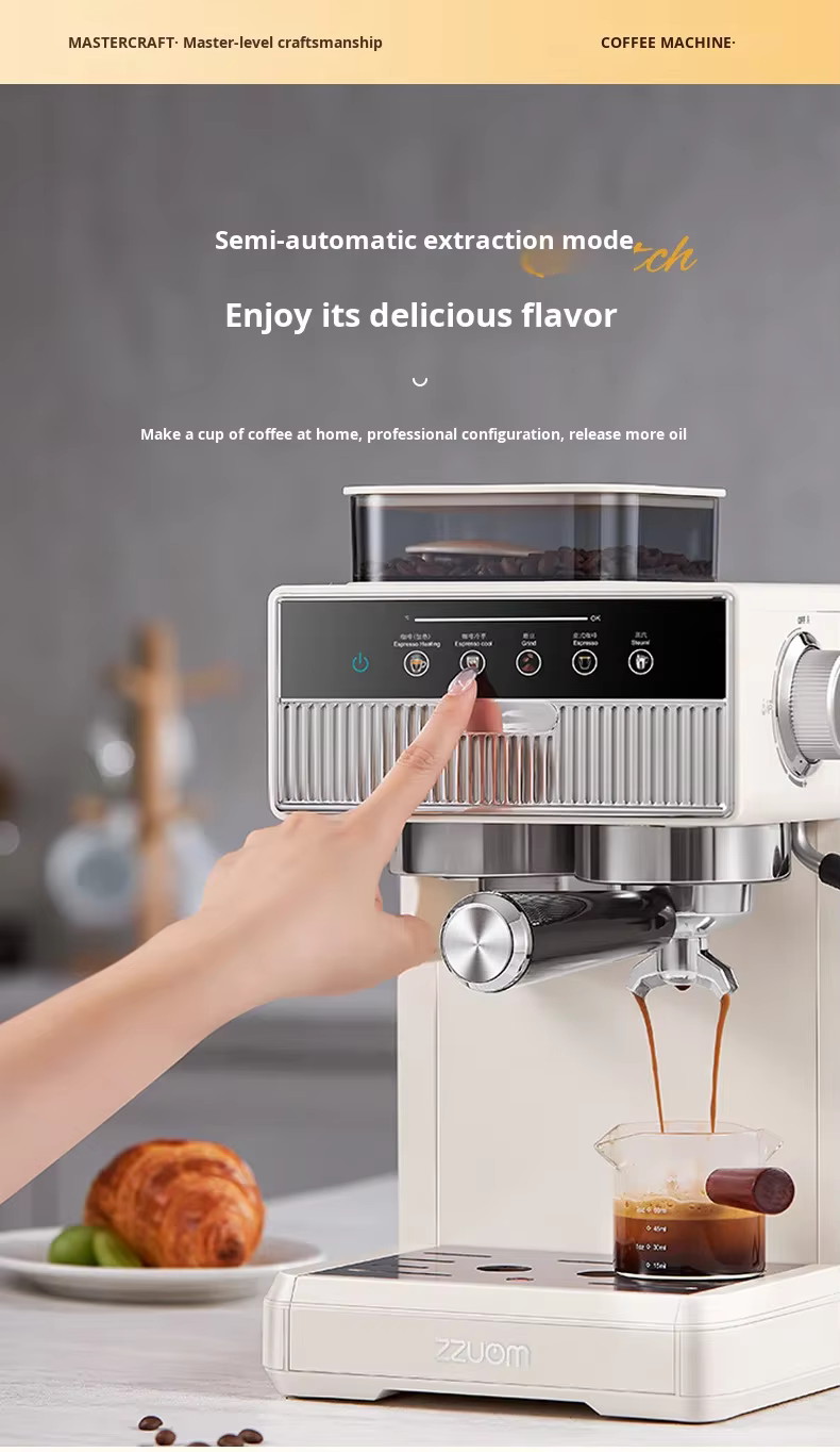 Cross-Border Source Coffee Machine Household Small Hot Cold Dual Extraction Grinding Integrated Italian Espresso Machine Steam factory