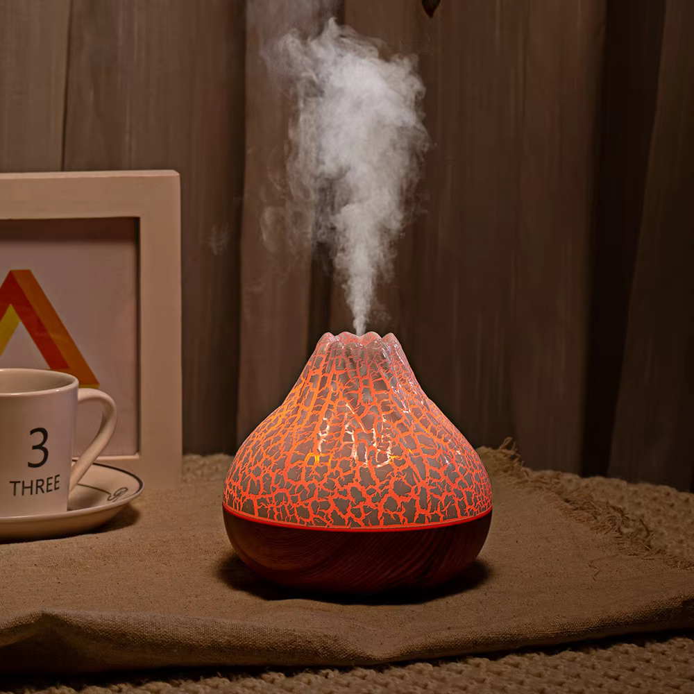 Flame-Shaped Mini Humidifier - USB Silent Ultrasonic Aromatherapy with Lava Effect Light details