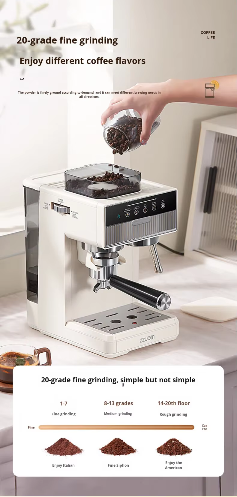 Cross-Border Source Coffee Machine Household Small Hot Cold Dual Extraction Grinding Integrated Italian Espresso Machine Steam supplier