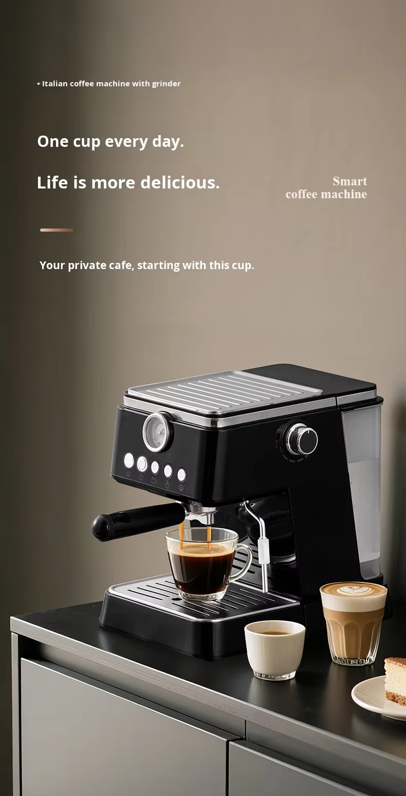 跨境意大利半自动浓缩咖啡机一键高压提取牛奶起泡器泵压力易清洗15