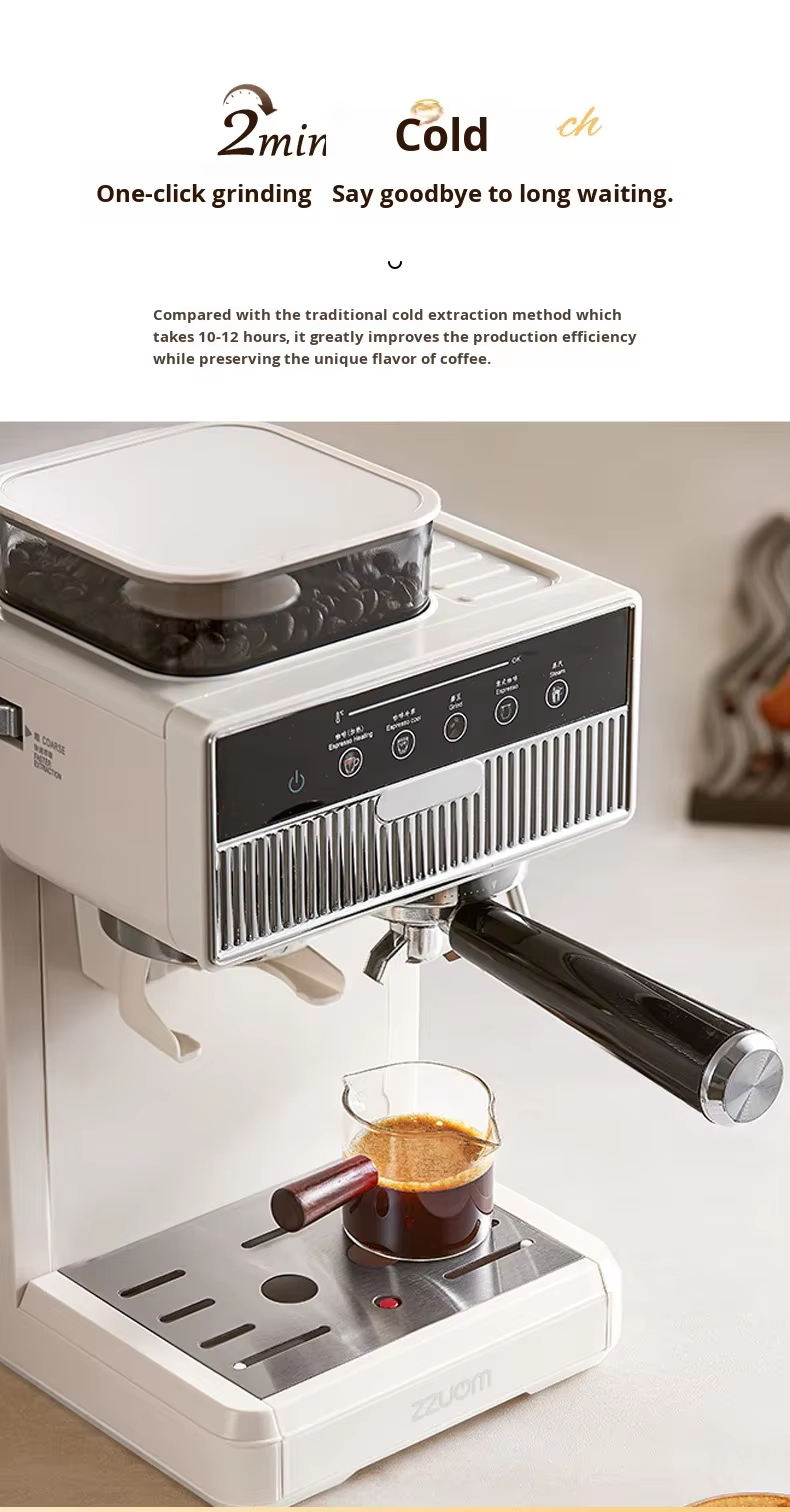 Cross-Border Source Coffee Machine Household Small Hot Cold Dual Extraction Grinding Integrated Italian Espresso Machine Steam supplier