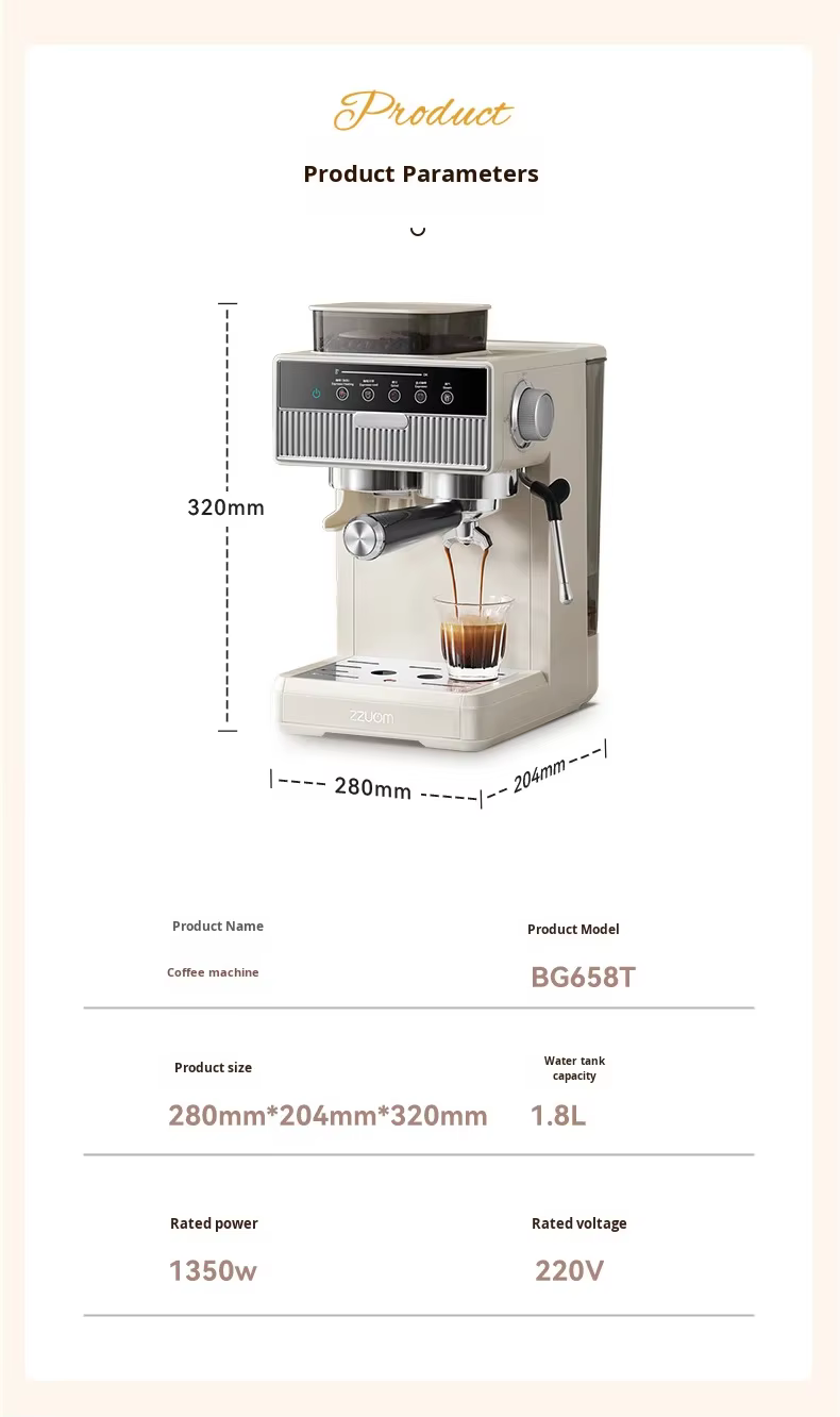 Cross-Border Source Coffee Machine Household Small Hot Cold Dual Extraction Grinding Integrated Italian Espresso Machine Steam supplier