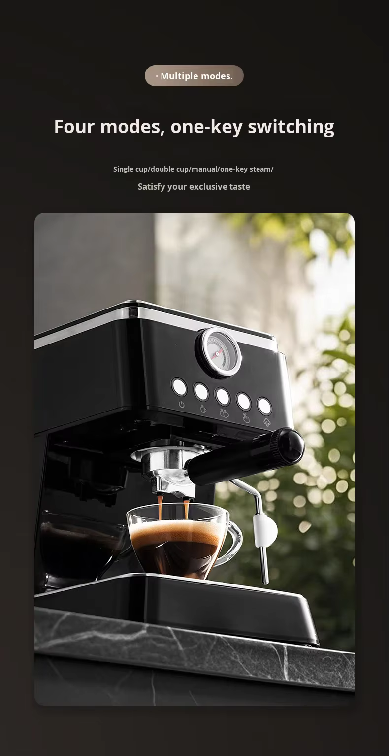 跨境意大利半自动浓缩咖啡机一键高压提取牛奶起泡器泵压力易清洗15