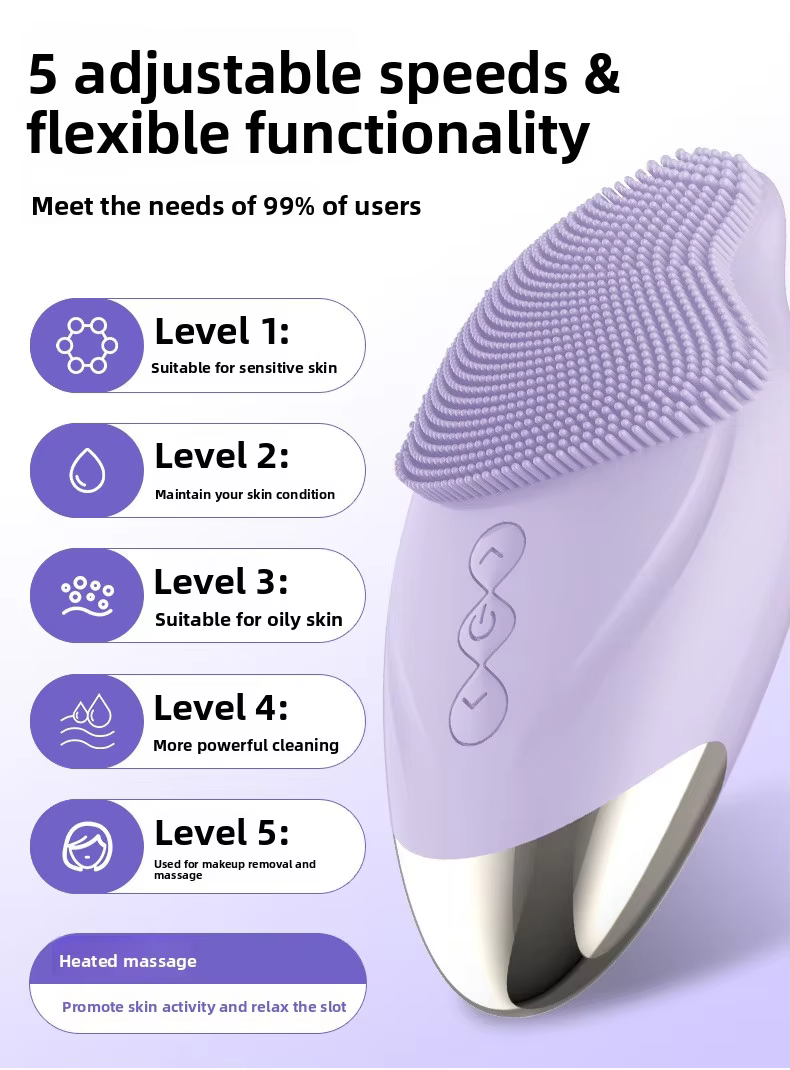 Face Washing Device Pore Cleaner Rechargeable Silicone Facial Cleanser Waterproof Women Men Sonic Vibration Face Brush factory