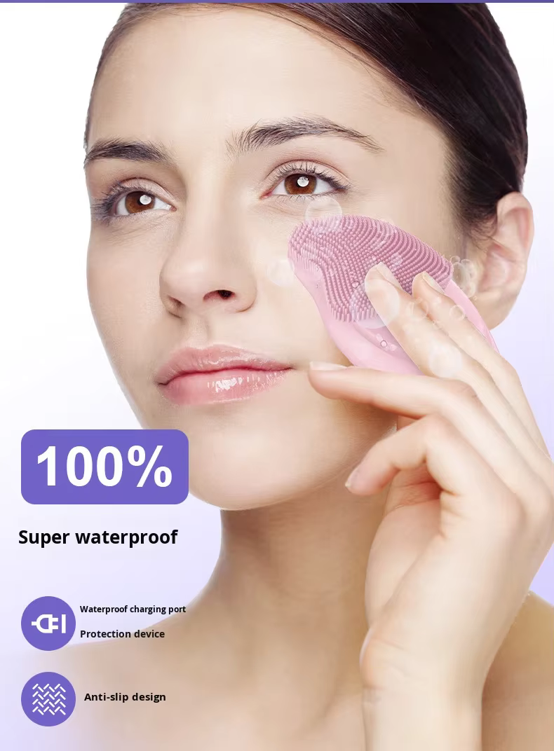 Face Washing Device Pore Cleaner Rechargeable Silicone Facial Cleanser Waterproof Women Men Sonic Vibration Face Brush factory