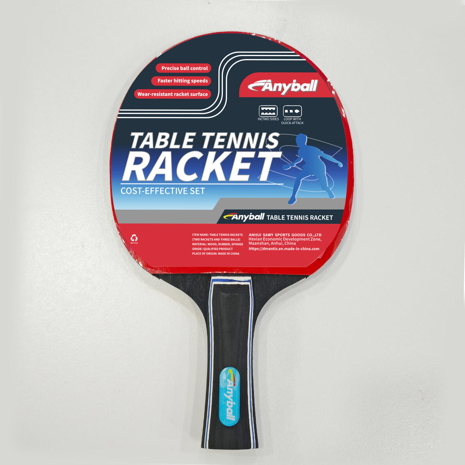 New Arrival Sport Anyball Brand Pingpong Racket Black Poplar Wood Table ...