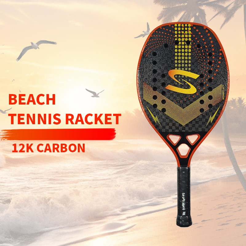 Anyball Brand 3/12/18k Carbon Fiber EVA with Rough Surface for Training Carbon Beach Tennis Racket