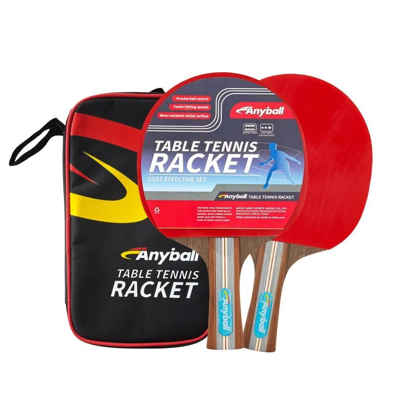 Manufacturer Supplier Anyball Brand Pingpong Racket 7mm Cassia Siamea Table Tennis Racket Two Rackets with Bag Set