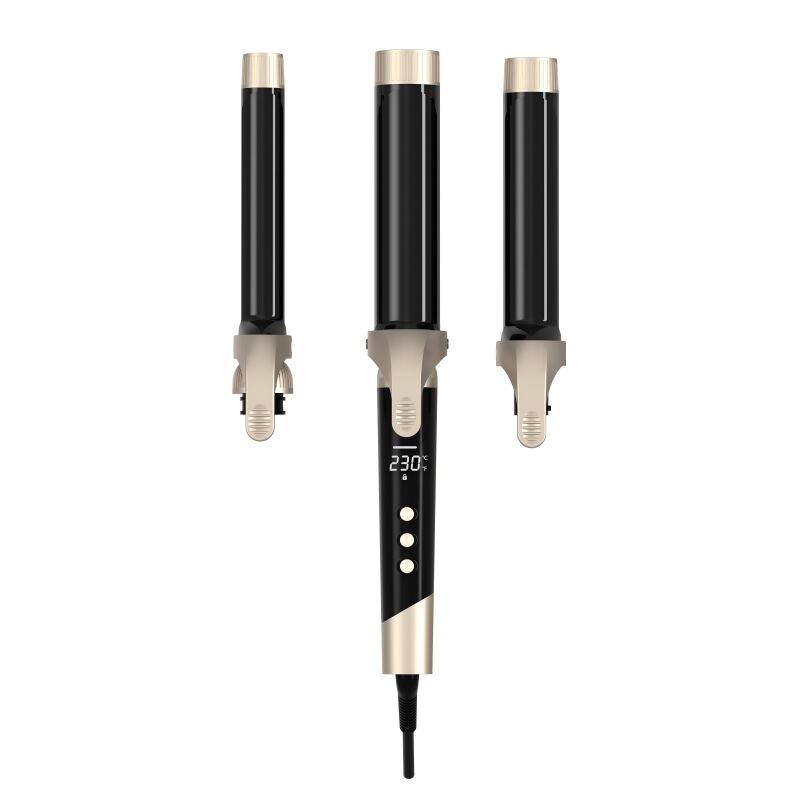 Digital 3 in 1 Interchangeable Ceramic Hair Curler with Clip