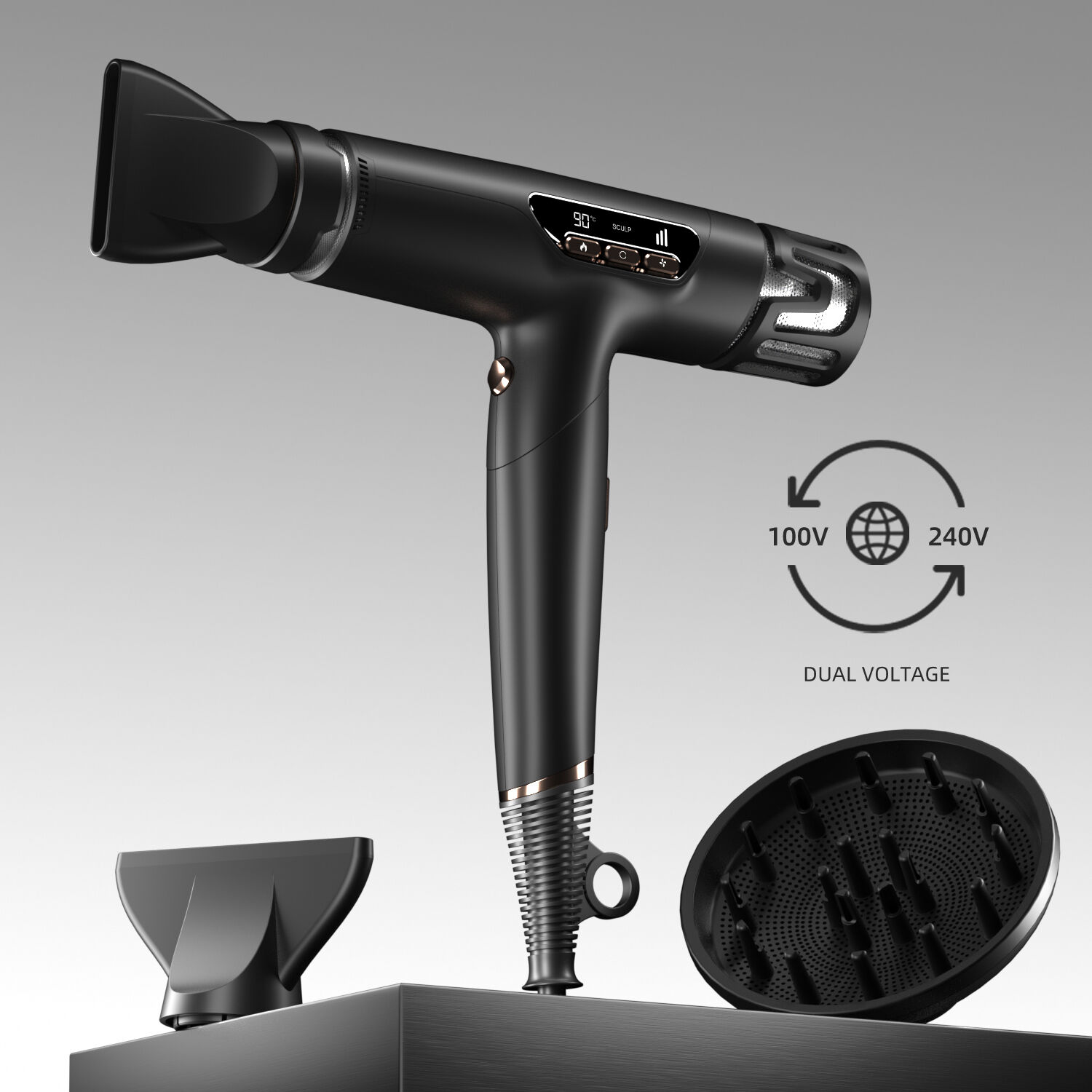 Lightweight Dual Voltage 100-240V Plasma Hair Dryer for Travel 