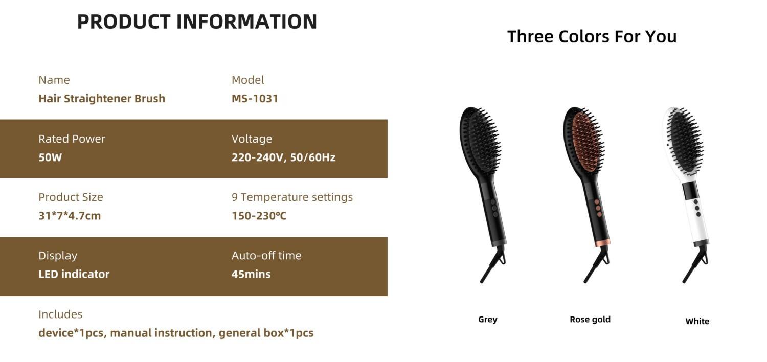 Fast Heating Anti Scald Electric Ceramic Hair Straightener Brush supplier