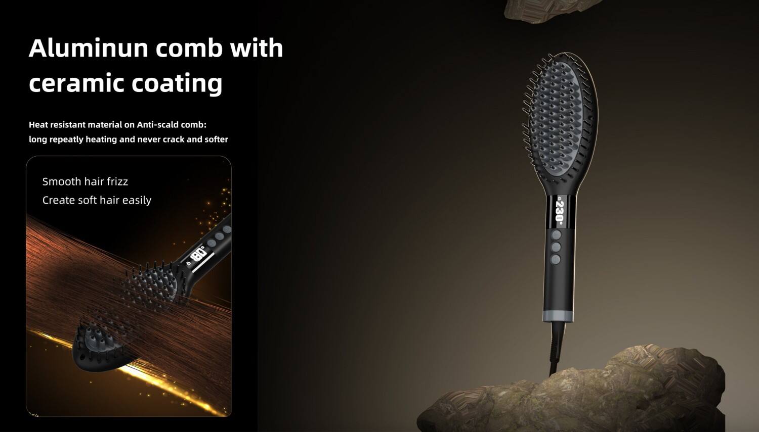 Fast Heating Anti Scald Electric Ceramic Hair Straightener Brush factory