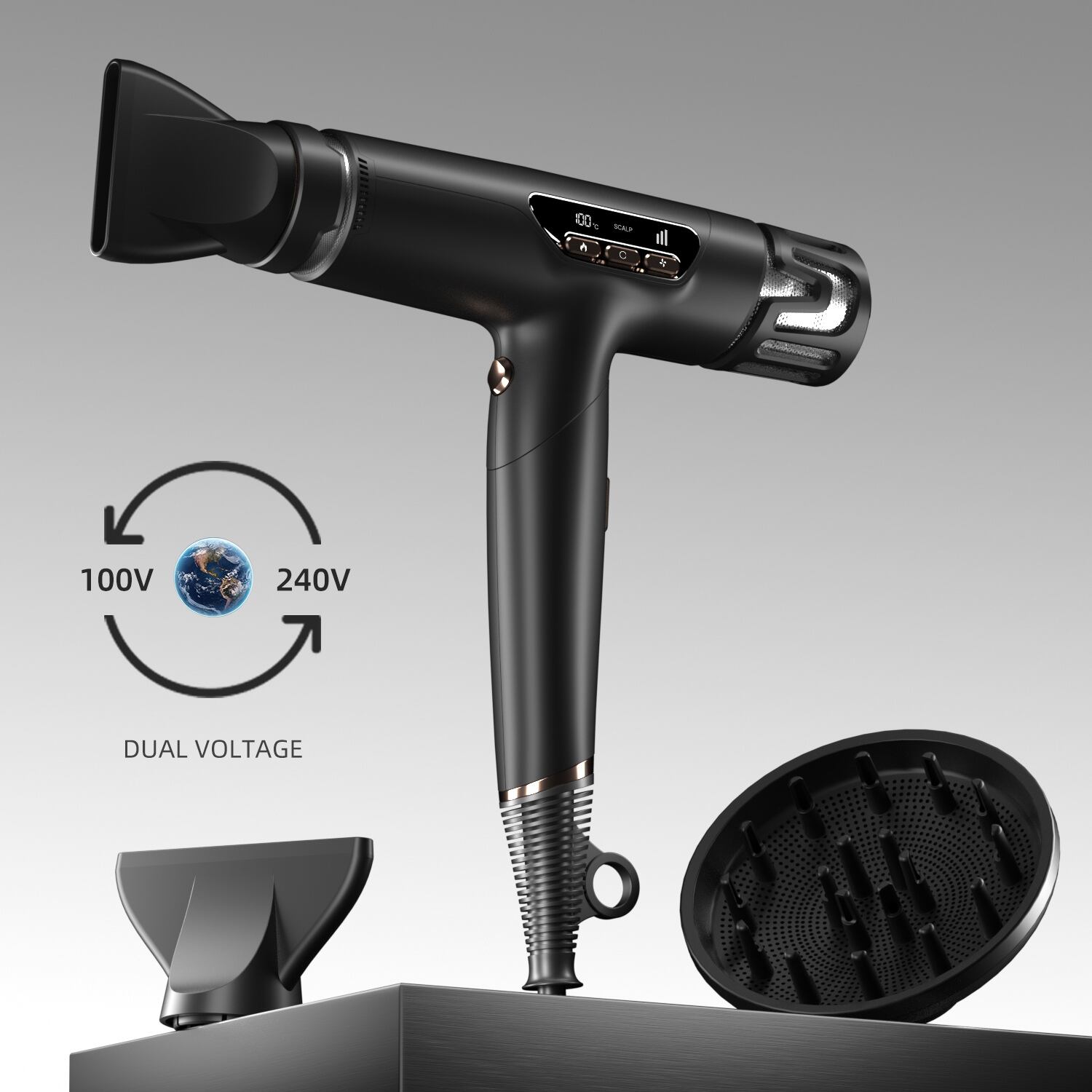 Lightweight Dual Voltage 100-240V Plasma Hair Dryer for Travel 