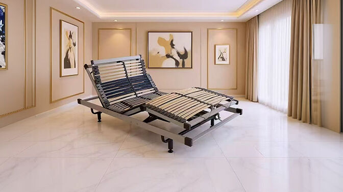 External Smart Wooden Slat Bed Frame