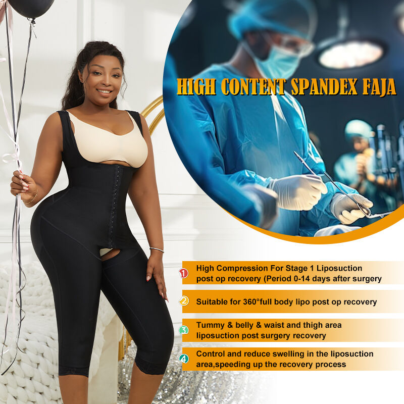 الفاجا الكاملة للجسم في المرحلة الثانية BL8687 | ملابس تشكيل الجسم بعد الشفط الجراحي بدون أكمام مع لوحة رفع الورك ثلاثية الأبعاد