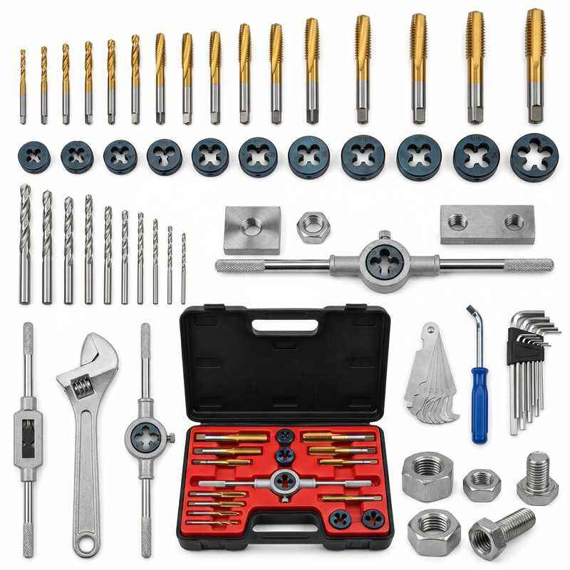 Professional Grade Tap and Die Set | Metric & SAE | HSS & Alloy Steel |,20/40/60/110 Piece Kit